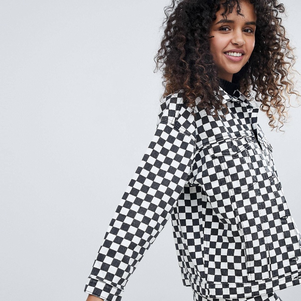 ASOS oversized checkered jean jacket